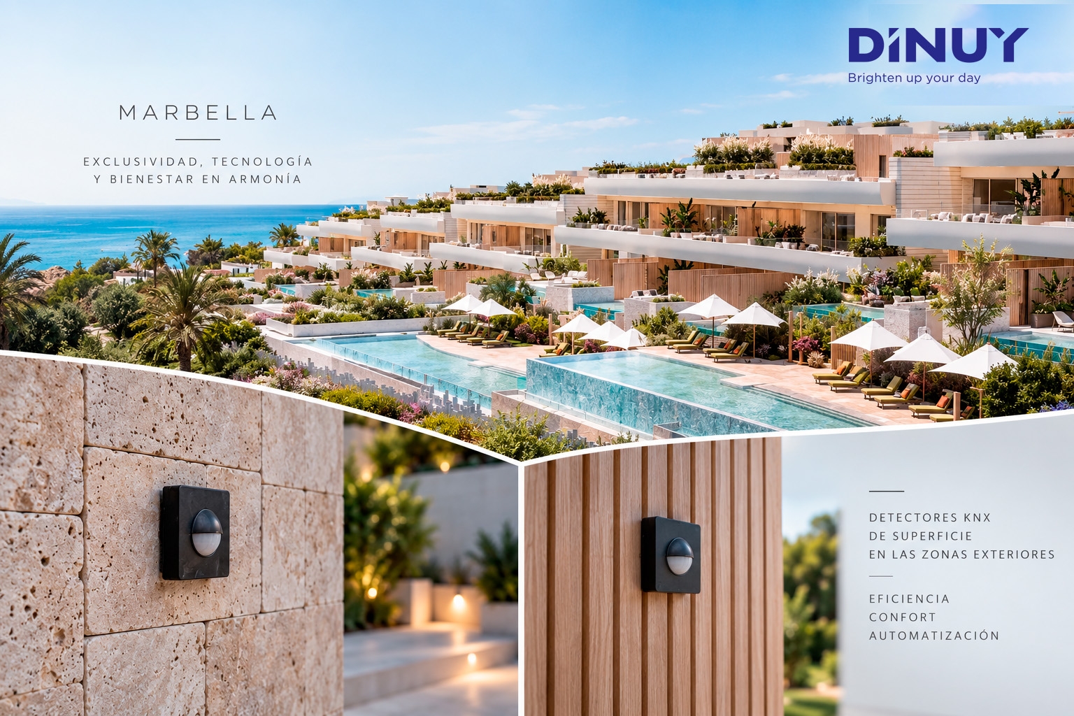 DINUY lleva la detección inteligente KNX a las zonas exteriores de Dunique Marbella