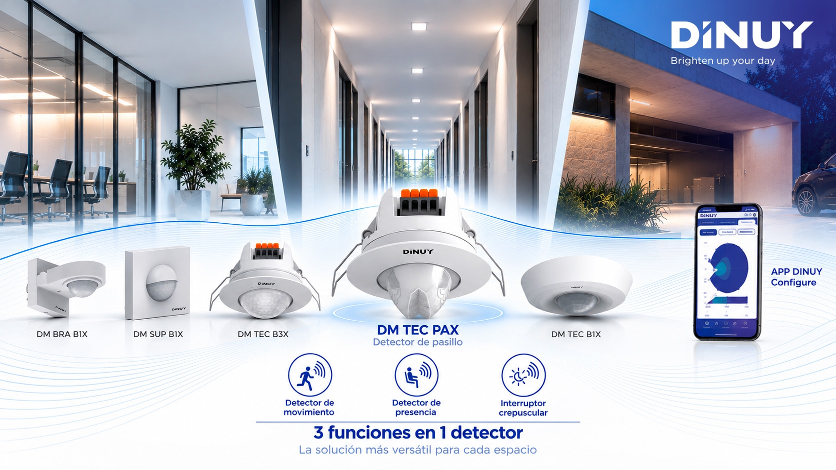 DINUY completa su nueva generación de detectores multifunción con cobertura selectiva con el lanzamiento de un modelo específico para pasillos