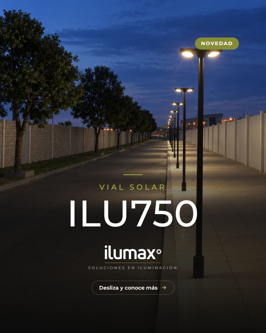 Luminaria vial solar de 4800 lm de Ilumax