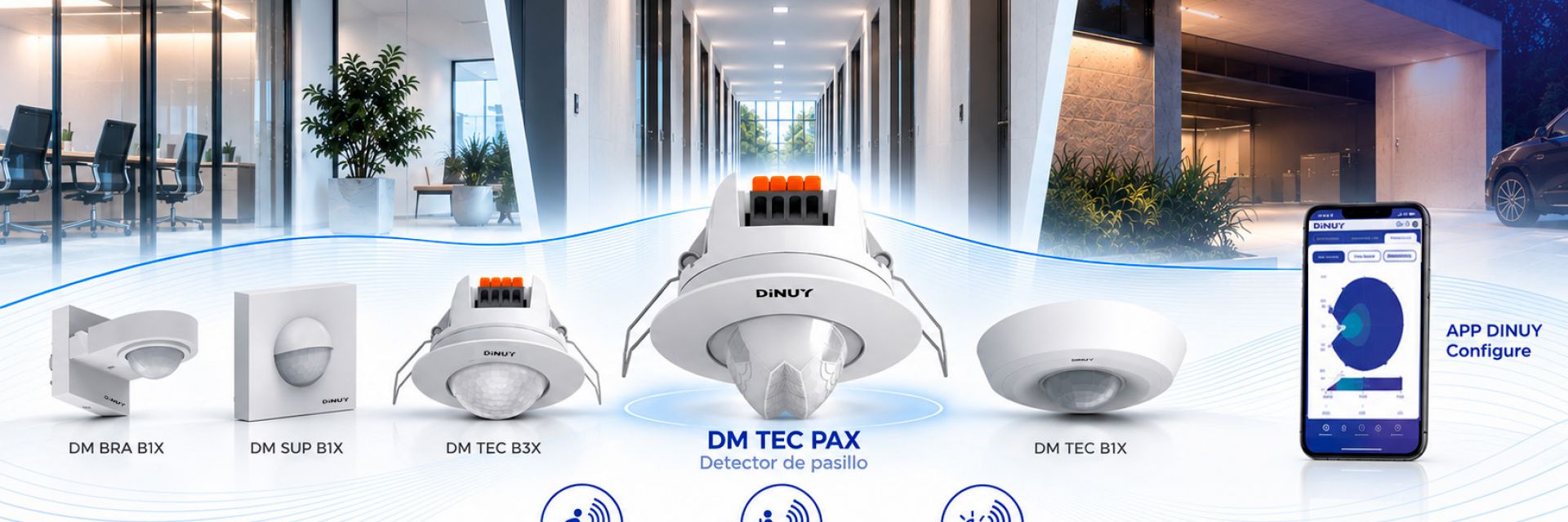 DINUY completa su nueva generación de detectores multifunción con cobertura selectiva con el lanzamiento de un modelo específico para pasillos